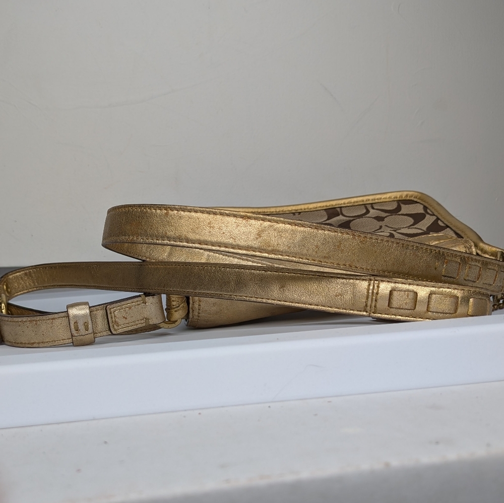 Coach Bleeker Crossbody Bag Jessie Signature Gold Tan Mini Messenger Buckle Y2K - Picture 14 of 16